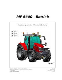 MF-7060528M1-OM-DE Massey Ferguson 6614, 6615, 6616 DYNA- VT Efficient and Exclusive versions tractor pdf operator's manual D...