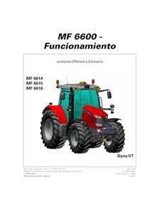 MF-7060529M1-OM-ES Massey Ferguson 6614, 6615, 6616 DYNA- VT Efficient and Exclusive versions tractor pdf operator's manual E...