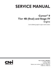 Manual de servicio del motor New Holland Cursor 9 Tier 4B y Stage IV - New Holland Construcción manuales - NH-48076851