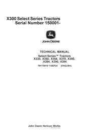 Manual técnico de reparo em PDF para trator John Deere X330 - X394 SN 150000 (TM175819)
