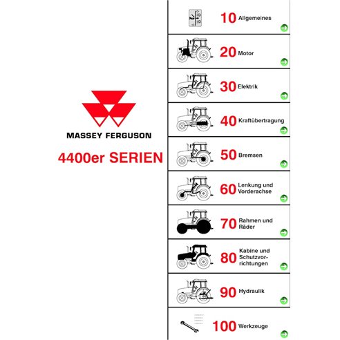 MF-1857618-WSM-DE Manuel d'atelier PDF pour tracteurs Massey Ferguson 4435, 4445, 4455 (DE) (1857618DE)