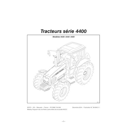 MF-39836311-OM-FR Manual do operador do trator Massey Ferguson 4435, 4445, 4455 em PDF FR (39836311)