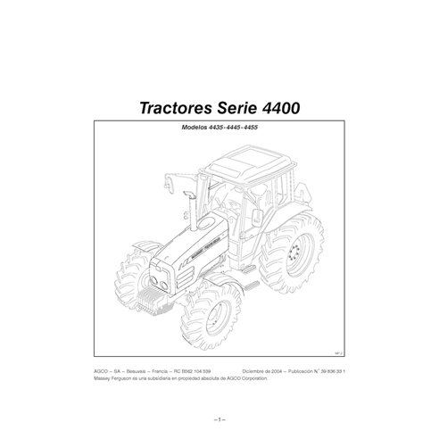 MF-39836331-OM-ES Massey Ferguson 4435, 4445, 4455 tractor pdf operator's manual ES (39836331)