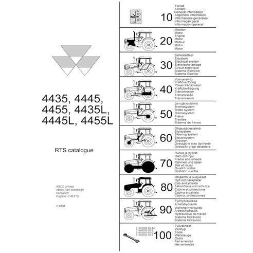 MF-1857642M1-RTS-EN Calendrier des réparations des tracteurs Massey Ferguson 4435, 4445, 4455, 4435L, 4445L, 4455L (pdf 18576...