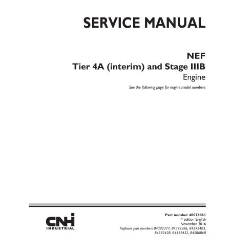 Manual de servicio del motor New Holland NEF Tier 4A y Stage IIIB - Construcción New Holland manuales
