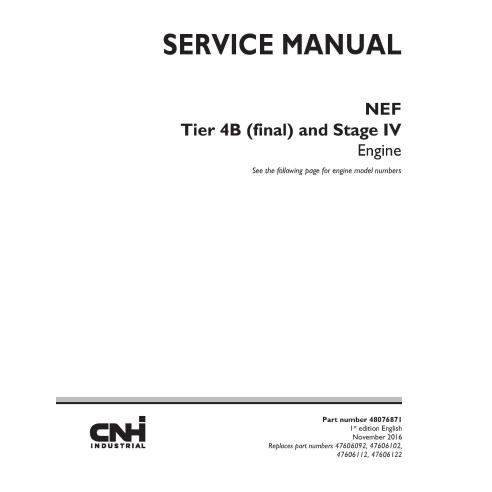 Manual de servicio del motor New Holland NEF Tier 4B y Stage IV - Construcción New Holland manuales