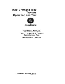 TM2030 Manual técnico de operação e teste dos tratores John Deere 7610, 7710 e 7810 em formato PDF (TM2030)