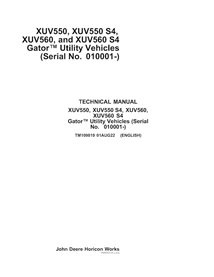 TM109819 Manual técnico en PDF del vehículo utilitario John Deere XUV 550, XUV 550 S4, XUV 560 y XUV 560 S4 Gator (TM109819)