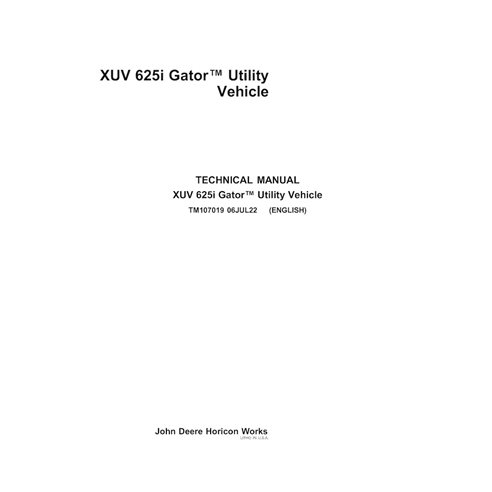 TM107019 Manual técnico en PDF del vehículo utilitario John Deere XUV 625i Gator (TM107019)