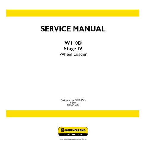 Manual de servicio del cargador de ruedas New Holland W110D Stage IV - Construcción New Holland manuales