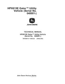 TM160019 Manual técnico em PDF do veículo utilitário John Deere HPX 615E Gator (TM160019)