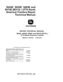 TM902519 John Deere \r\n5045E, 5065E, 5055E, 5075E (MY18-MY22) tractor pdf repair technical manual (TM902519)