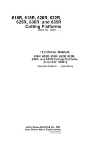 TM405119 Manual técnico em PDF do cabeçote dos tratores John Deere 616R, 618R, 620R, 622R, 625R, 630R e 635R (TM405119)