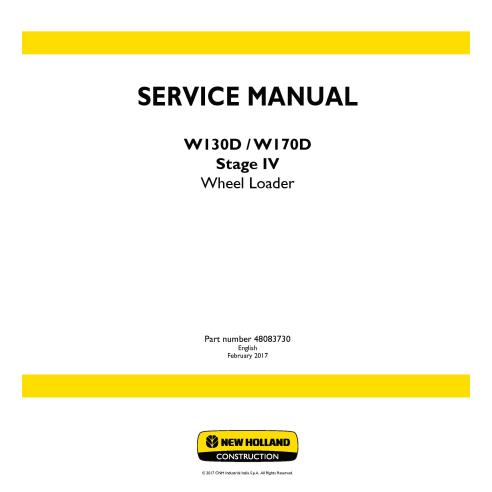 Manual de servicio del cargador de ruedas New Holland W130D / W170D Stage IV - Construcción New Holland manuales