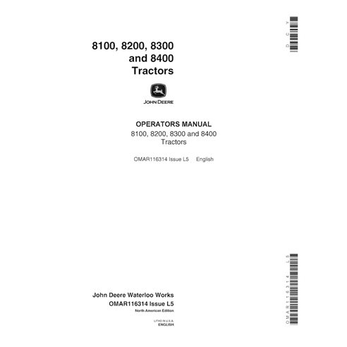 JD-OMAR116314-EN Manual do operador em PDF para tratores John Deere 8100, 8200, 8300 e 8400 (OMAR116314)