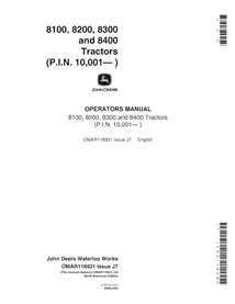 JD-OMAR116931-EN Manuel d'utilisation du tracteur John Deere 8100, 8200, 8300 et 8400 (format PDF) (OMAR116931)
