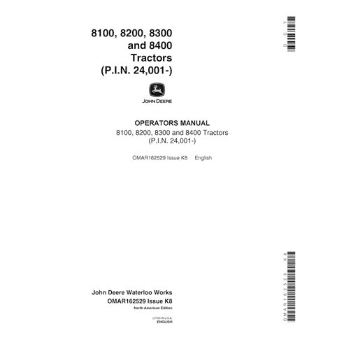 JD-OMAR162529-EN Manual do operador em PDF para tratores John Deere 8100, 8200, 8300 e 8400 (OMAR162529)