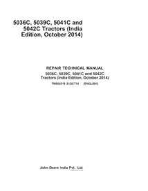 TM900219 Manual técnico de reparación en formato PDF para los tractores John Deere 5036C, 5039C, 5041C y 5042C (TM900219)