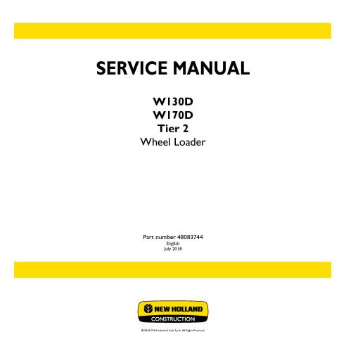 Manual de servicio de la cargadora de ruedas New Holland W130D / W170D Tier 2 - Construcción New Holland manuales