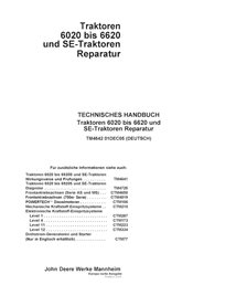 TM4642-DE John Deere 6020, 6120, 6220, 6320, 6420, 6420S, 6520, 6620 tractor pdf repair technical manual DE (TM4642)