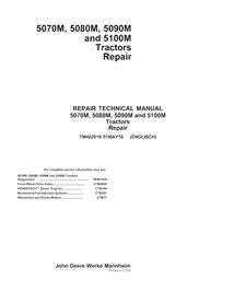 TM402019 Manual técnico de reparo em PDF para tratores John Deere 5070M, 5080M, 5090M e 5100M (TM402019)