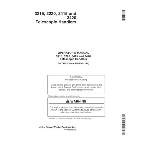 JD-OMZ93519-EN John Deere 3215, 3220, 3415 and 3420 telescopic handler operator's manual (OMZ93519) (OMZ93519)