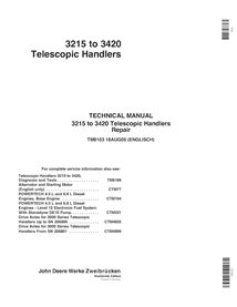 TM8103 Manual técnico de reparación en formato PDF para manipuladores telescópicos John Deere 3215, 3220, 3415 y 3420 (TM8103)