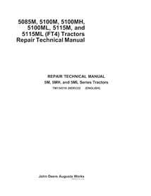 TM134319 John Deere 5085M, 5100M, 5100MH, 5100ML, 5115M, and 5115ML (FT4) tractor pdf repair technical manual (TM134319)
