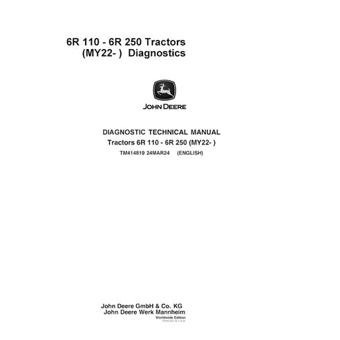TM414819 John Deere 6R 110 - 6R 250 tractor pdf diagnostic technical manual (TM414819)
