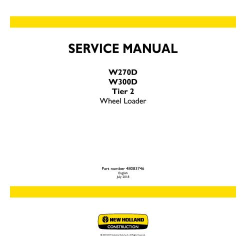 Manual de serviço da carregadeira de rodas New Holland W270D / W300D Tier 2 - Construção New Holland manuais - NH-48083746