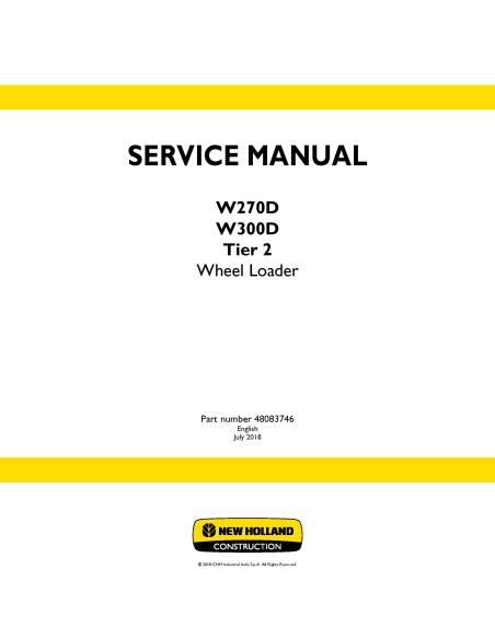 New Holland W270D / W300D Tier 2 wheel loader service manual - New Holland Construction manuals - NH-48083746