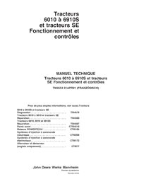 TM4553-FR John Deere 6010 - 6910S tractor operation & test technical manual FR (TM4553)
