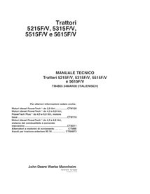 TM4865-IT Manuel technique complet pour tracteurs John Deere 5215F/V, 5315F/V, 5515F/V, 5615F/V (TM4865)