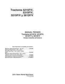 TM4864-ES Manuel technique complet pour tracteurs John Deere 5215F/V, 5315F/V, 5515F/V, 5615F/V (TM4864)