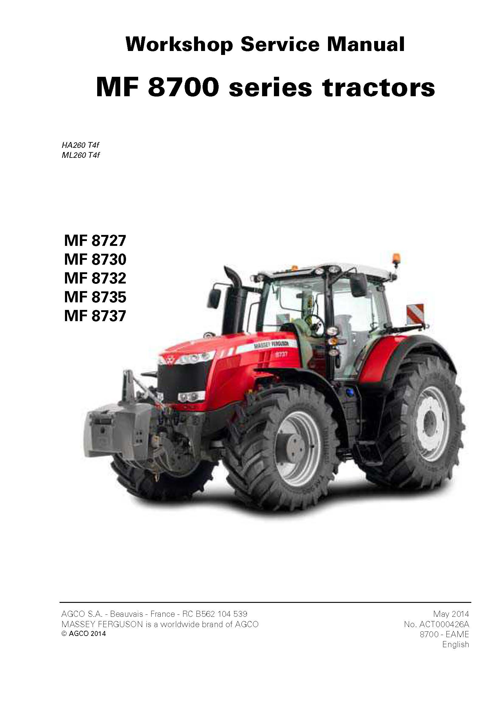 Manuel D'atelier Pour Tracteur Massey Ferguson 6100 - Neuf, Documentation Technique Complète