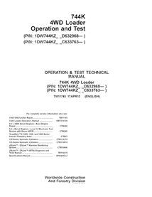TM11743 John Deere 744K wheel loader operation & test technical manual (TM11743)
