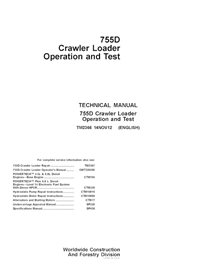 TM2366 Manual técnico de operação e teste da carregadeira de esteiras John Deere 755D (TM2367)
