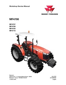 Manuel d'entretien d'atelier de tracteur Massey Ferguson 4707/4708 / F4709 / 4710 - Massey Ferguson manuels