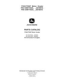PC15118 Catalogue de pièces détachées pour niveleuse John Deere 770G, 770GP PIN 678818-, 678818- (PC15118)