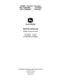 PC11280 Catálogo de piezas para cosechadoras John Deere 803MH PIN C270423-, D270423- (PC11280)
