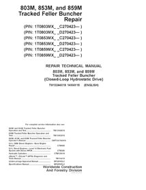 TM13244X19 Manuel technique de réparation des moissonneuses-batteuses John Deere 803M, 853M et 859M PIN C270423-, D270423- (T...