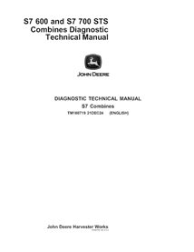 TM180719 Manual técnico de diagnóstico da colheitadeira John Deere S7 600, S7 700 STS (TM180719)