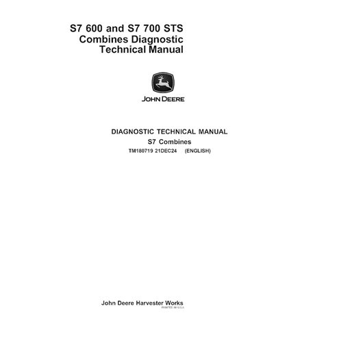 TM180719 Manuel technique de diagnostic de la moissonneuse-batteuse John Deere S7 600, S7 700 STS (TM180719)