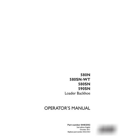 Case 580N, 580SN-WT, 580SN, 590SN backhoe loader operator's manual