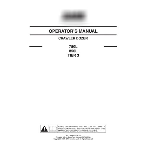 Manuel de l'opérateur pour bulldozer Case 750L, 850L