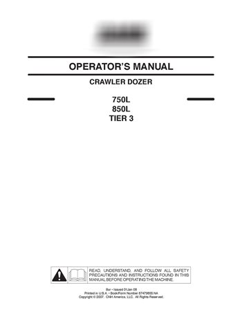 Manual do operador Case 750L, 850L dozer