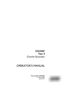 Manual do operador da escavadeira Case CX350C Tier 4