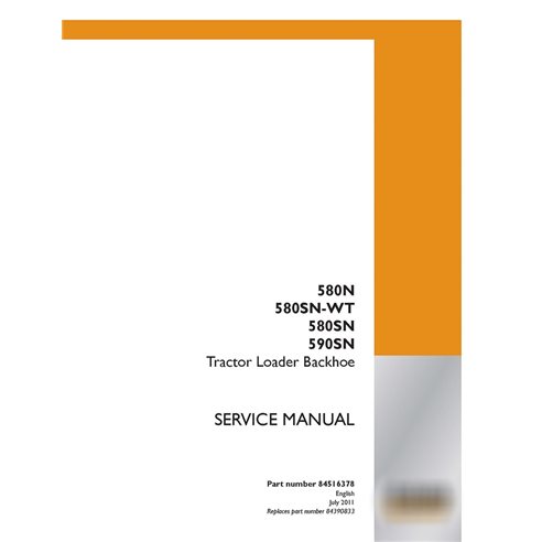 Manual de reparo de retroescavadeira Case 580N, 580SN-WT, 580SN, 590SN