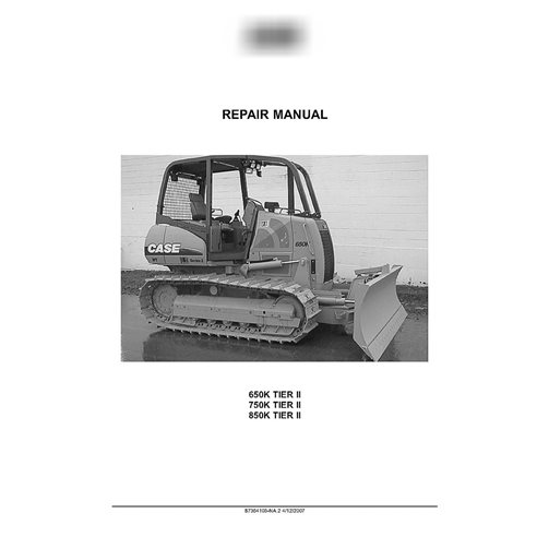 Manuel de réparation de bulldozer Case 650K, 750K, 850K