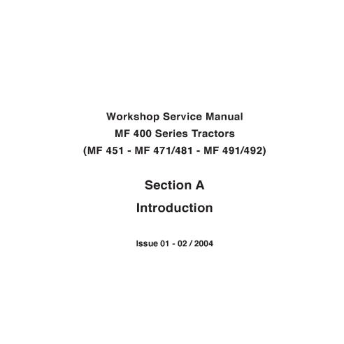 Massey Ferguson 451/471/481/491/492 manual de servicio del taller del tractor - Massey Ferguson manuales